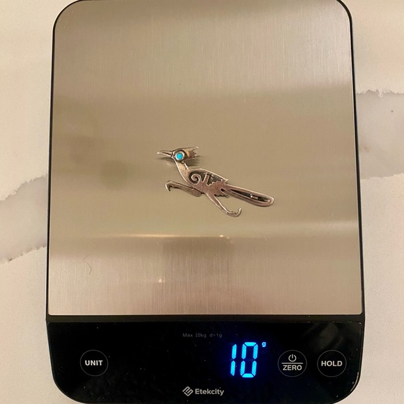 Vintage Native American Sterling Silver Roadrunner Pin Brooch with Turquoise Eye - Picture 5 of 6